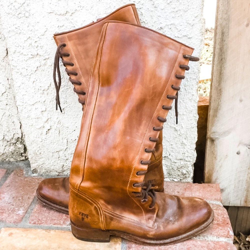 Frye Melissa Tall Lace Up Leather Boots